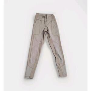 Glyder High Rise Drawstring Street Leggings Womens XS With Pockets Taupe Gray